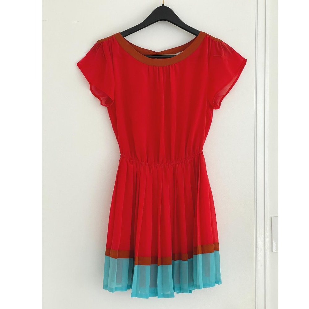 Forever 21 Red and Blue Flowy Short Dress, Size S
